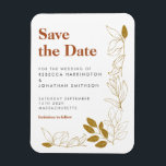 Gold Rust Leaf Terracotta Wedding Save The Date Magnet<br><div class="desc">Wedding save the date magnet features an elegant gold rust leaf design and terracotta colour scheme, perfect for a terracotta, gold, rust colour themed wedding. Modern and clean typographical design this save the date item is ready for you to customise with the details of your special day. Part of a...</div>