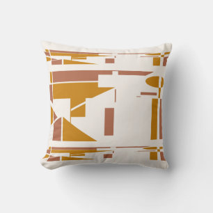 Gold Rust Off-white Southwest Look Geometric Motif Cushion