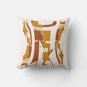 Gold Rust on Off-white Tribal Art Abstract Design Cushion