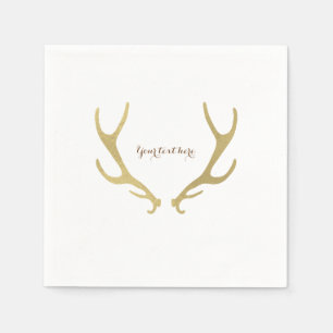 Gold Rustic Antlers Woodsy Glam Wedding Party Napkin