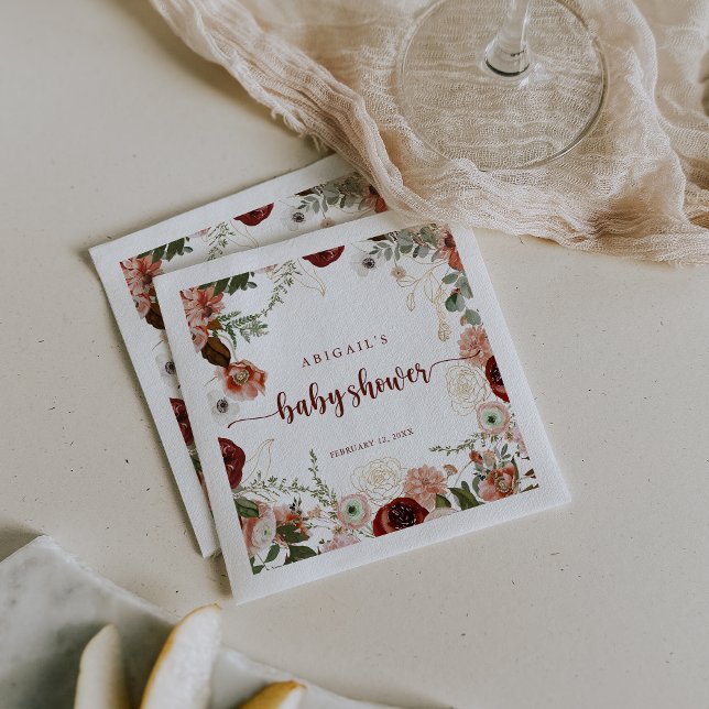 Gold Rustic Colourful Floral Baby Shower  Napkin (Creator Uploaded)