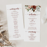 Gold Rustic Colourful Floral Calligraphy Wedding  Program<br><div class="desc">This gold rustic colourful floral calligraphy wedding program is perfect for a modern wedding. The design features hand-painted marsala,  pink,  blush,  burgundy and gold flowers with green leaves arranged into beautiful wreaths.</div>
