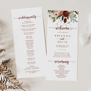 Gold Rustic Colourful Floral Calligraphy Wedding  Program