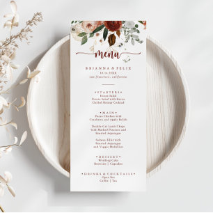 Gold Rustic Colourful Floral Dinner Menu