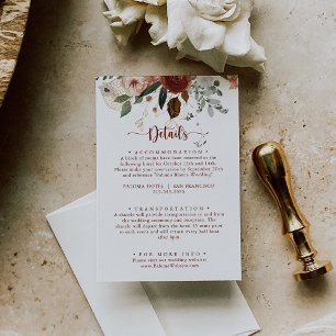 Gold Rustic Colourful Floral Wedding Details  Enclosure Card