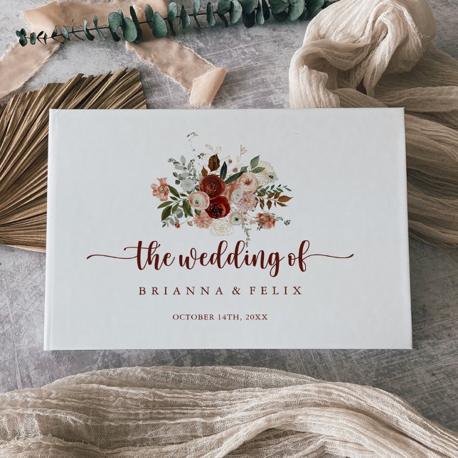 Gold Rustic Colourful Floral Wedding  Guest Book (Creator Uploaded)