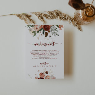 Gold Rustic Colourful Floral Wedding Wishing Well  Enclosure Card