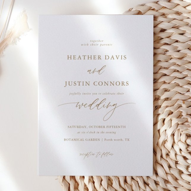 Gold Rustic Elegant Calligraphy Wedding Invitation (Creator Uploaded)
