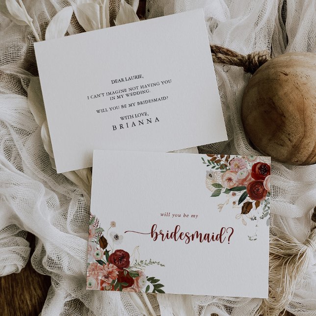Gold Rustic Floral Bridesmaid Proposal Note Card (Creator Uploaded)