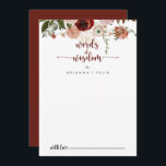 Gold Rustic Floral Wedding Words of Wisdom   Advice Card<br><div class="desc">This gold rustic floral wedding words of wisdom advice card is perfect for a modern wedding. The design features hand-painted marsala, pink, blush, burgundy and gold flowers with green leaves arranged into beautiful wreaths. These cards are perfect for a wedding, bridal shower, baby shower, graduation party & more. Personalise the...</div>