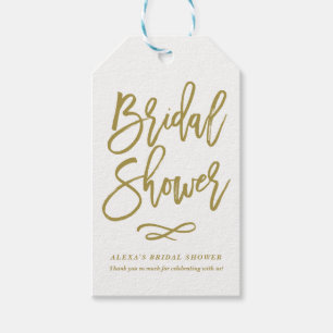 Gold Rustic Hand Lettering Bridal Shower Gift Tag
