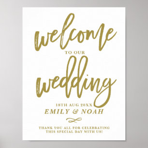 Gold Rustic Hand Lettering Welcome to Our Wedding Poster