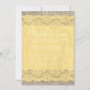 Gold Rustic Lace Wedding Invitations