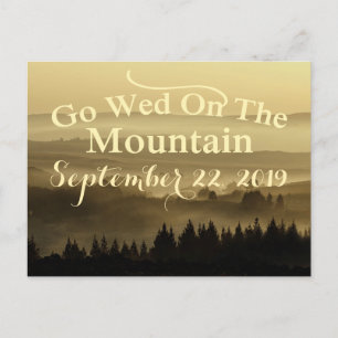 Gold Rustic Mountain Wedding Save The Date Announcement Postcard
