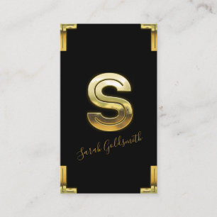 Gold S Initial and Borders Business Card