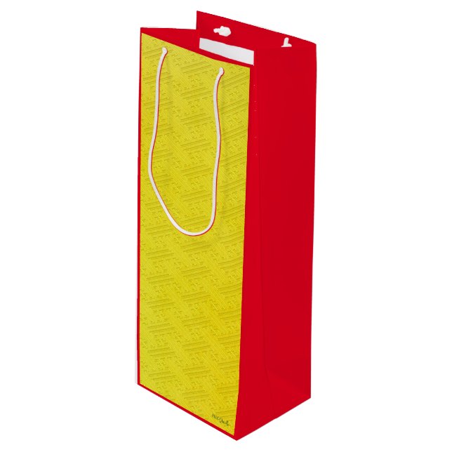 GOLD SAAYAGATA (JAPANESE PATTERN) WINE GIFT BAG (Front Angled)