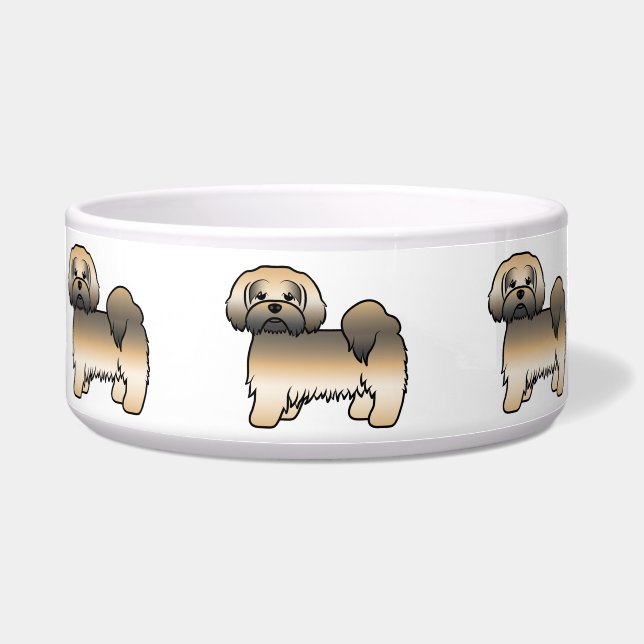 Gold Sable Lhasa Apso Cute Cartoon Dog (Front)