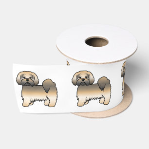 Gold Sable Lhasa Apso Cute Cartoon Dog Satin Ribbon