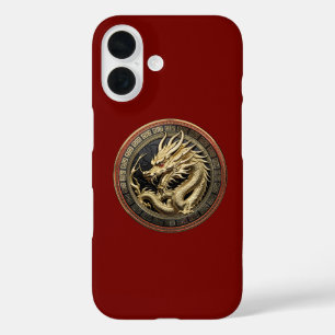 Gold Sacred Eastern Dragon Medallion iPhone 16 Case