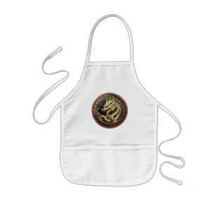 Gold Sacred Eastern Dragon Medallion Kids Apron