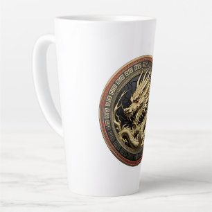 Gold Sacred Eastern Dragon Medallion Latte Mug