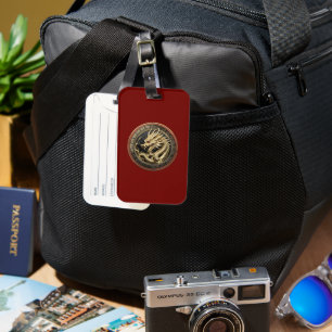 Gold Sacred Eastern Dragon Medallion Luggage Tag
