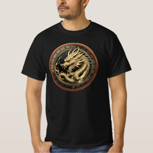 Gold Sacred Eastern Dragon Medallion T-Shirt
