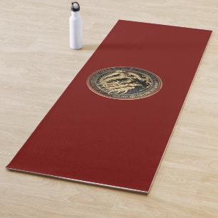 Gold Sacred Eastern Dragon Medallion Yoga Mat