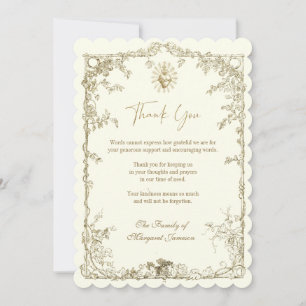 Gold Sacred Heart Jesus Catholic Funeral Memorial Thank You Card