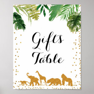 Gold safari animal Gifts Table Sign