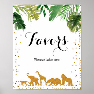 Gold safari animal Watercolor Favor Sign