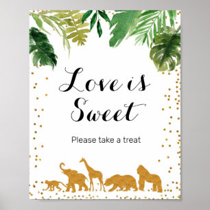 Gold safari animal Watercolor Love is Sweet Sign