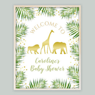 Gold Safari Baby Shower Decor Welcome Sign