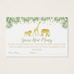 Gold Safari Baby Shower Guess How Many Game Card