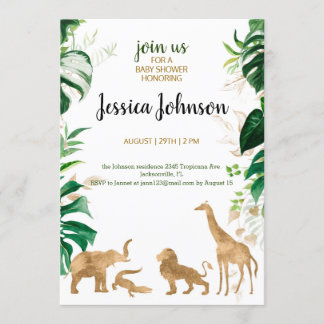 Gold Safari Baby Shower Invitation