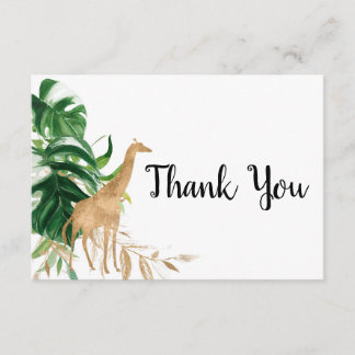 Gold Safari Baby Shower Thank You Card