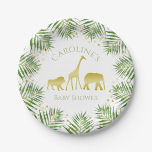 Gold Safari Tropical Baby Shower Paper Plates
