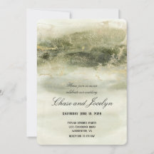 Gold & Sage Watercolor Wave Wedding