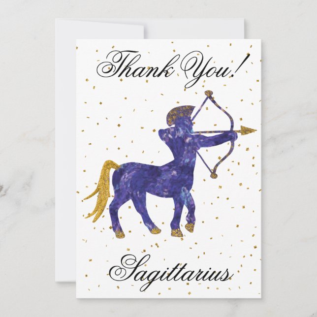 Gold Sagittarius 1st Birthday Big Photo Thank You (Front)