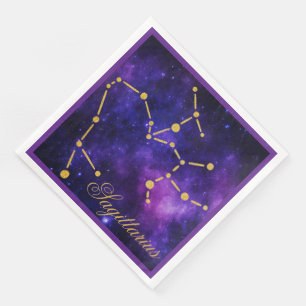 Gold Sagittarius Constellation on Dark Galaxy Napkin