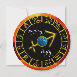 GOLD SAGITTARIUS JEWEL,ZODIAC BIRTHDAY SIGNS,Black Announcement