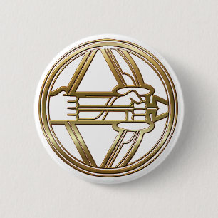 Gold Sagittarius Zodiac Archer Astrology Sign 6 Cm Round Badge