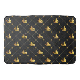 Gold Sail Ship Bath Mat