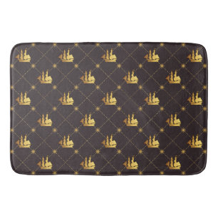 Gold Sail Ship Bath Mat