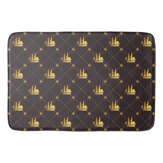 Gold Sail Ship Bath Mat (Front)