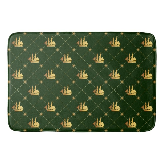 Gold Sail Ship Bath Mat (Front)