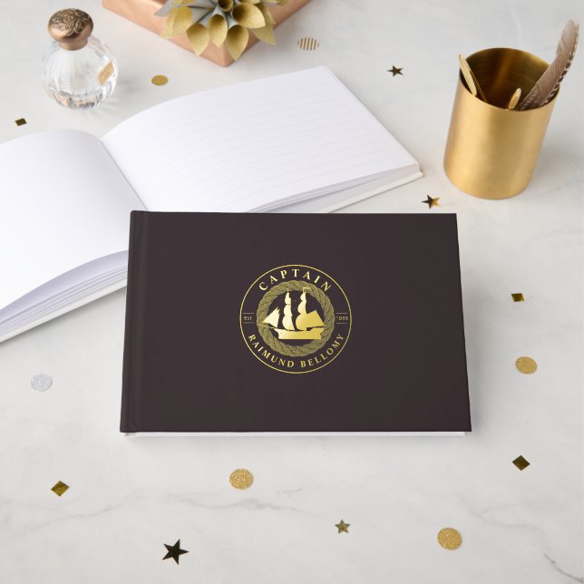 Gold Sail Ship Guest Book (Front Open)