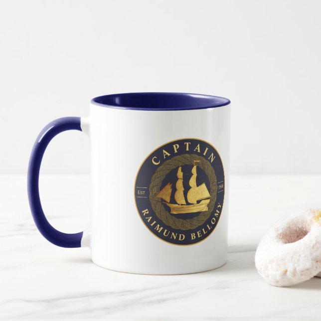 Gold Sail Ship Mug (With Donut)
