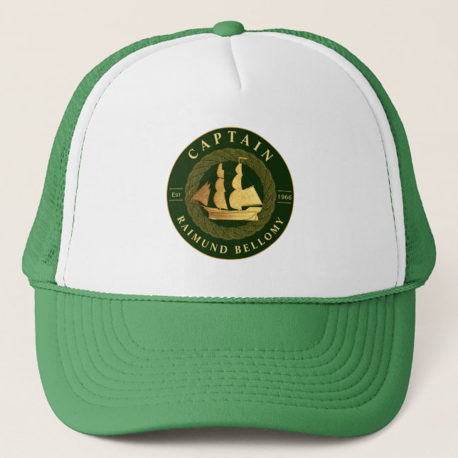 Gold Sail Ship Trucker Hat (Front)
