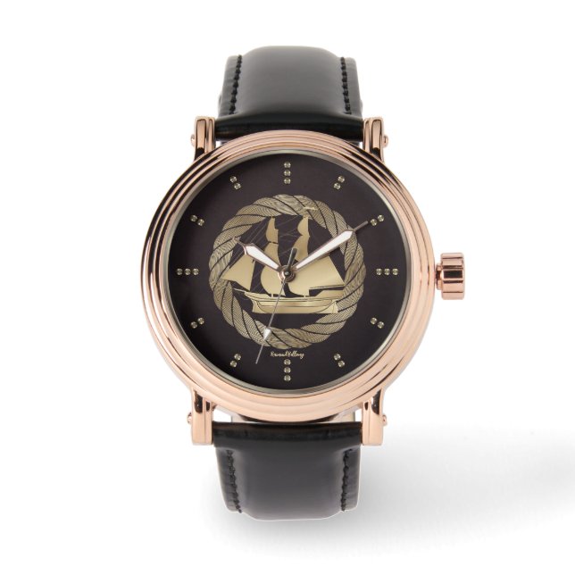 Gold Sailing Ship Watch (Front)